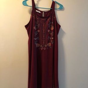 Embroidered floral print detail dress